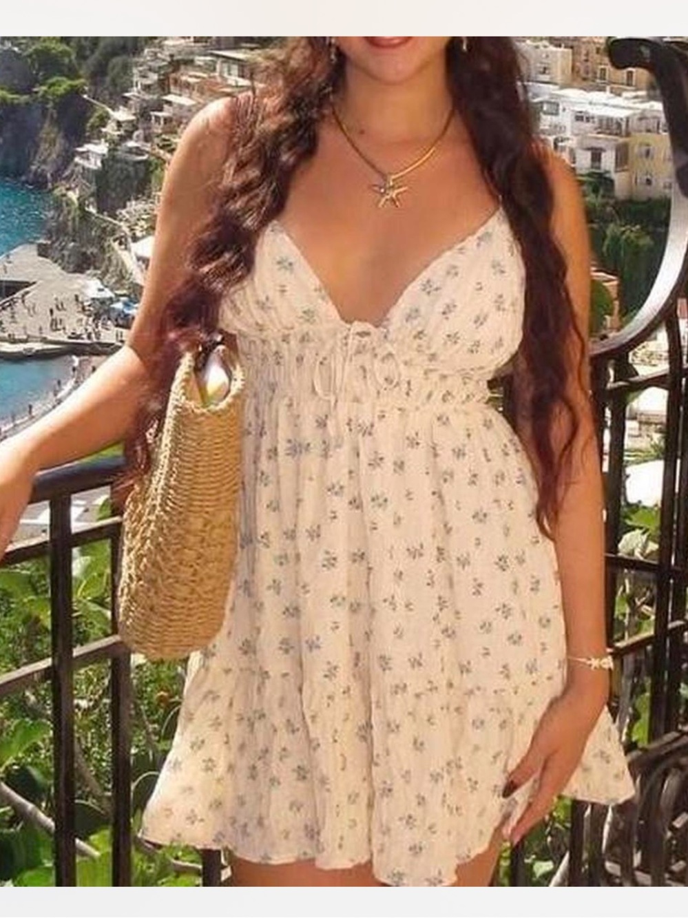 Aeropostale Ditsy Cream Mini Sundress with Blue Floral Print NWT XL